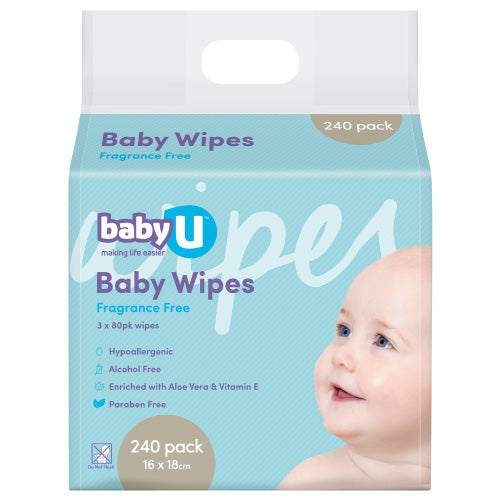 Baby U Wipes Fragrance Free 240pk