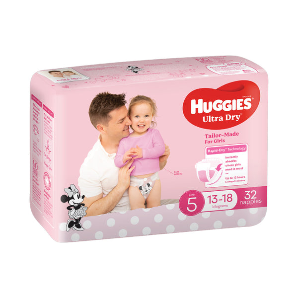 Huggies Ultra Dry Nappies Walker Bulk Girl 13-18 Kg